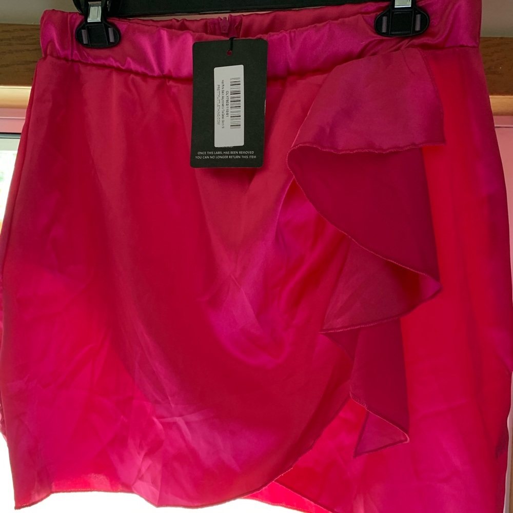 Satin hot pink pink skirt